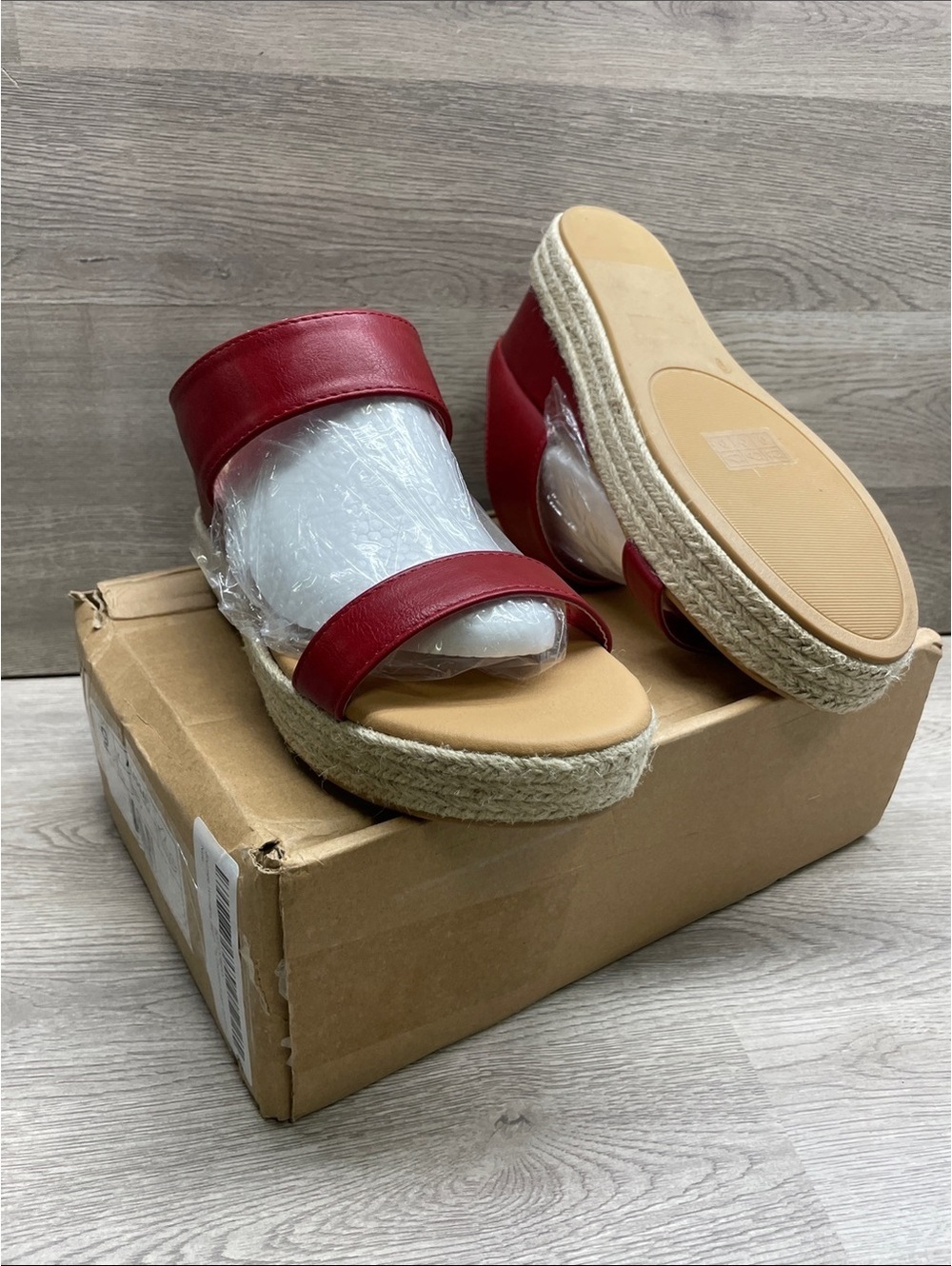 Journee Collection Red Two-Strap Espadrille Wedge Sandals #231